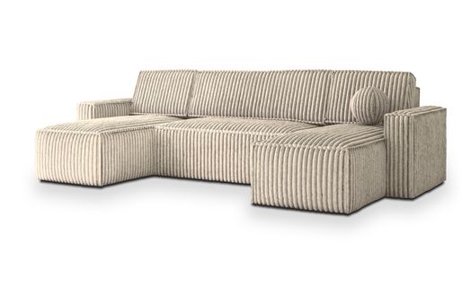 Canapé D'angle Pesano Crème En Velours Côtelé Avec Fonction De Couchage