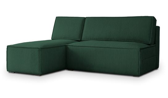 Canapé D'angle Briso Vert Sapin En Velours Côtelé Avec Fonction De Couchage