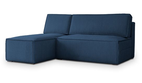 Canapé D'angle Briso Bleu En Velours Côtelé Avec Fonction De Couchage