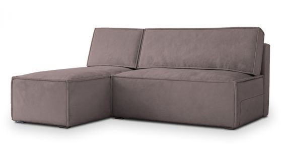 Canapé D'angle Briso Violet En Velours Avec Fonction De Couchage