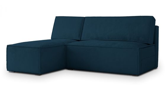 Canapé D'angle Briso Bleu En Velours Avec Fonction De Couchage