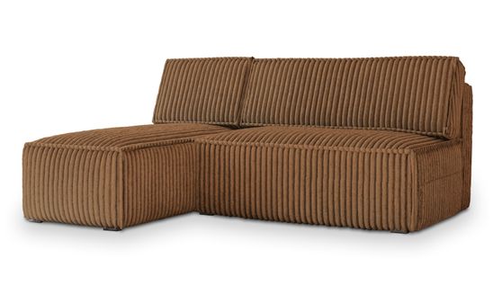 Canapé D'angle Briso Cuivré En Velours Côtelé Avec Fonction De Couchage