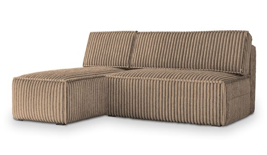 Canapé D'angle Briso Beige En Velours Côtelé Avec Fonction De Couchage