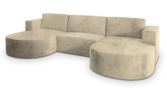 Canapé D'angle Vezzo Crème En Velours Avec Fonction De Couchage