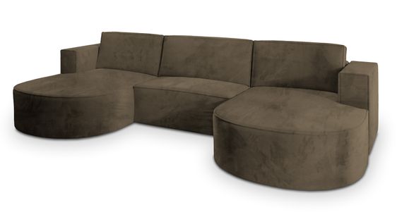 Canapé D'angle Vezzo Beige En Velours Avec Fonction De Couchage