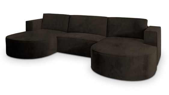 Canapé D'angle Vezzo Marron En Velours Avec Fonction De Couchage