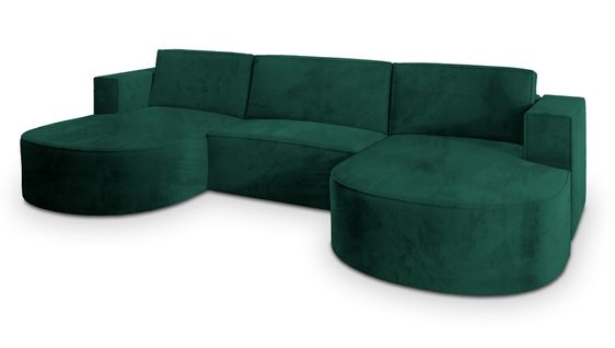 Canapé D'angle Vezzo Vert Sapin En Velours Avec Fonction De Couchage