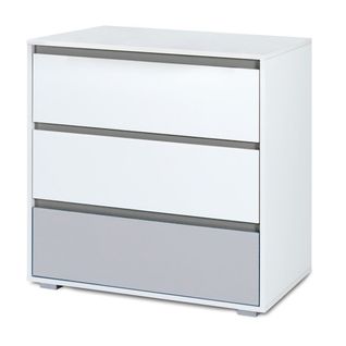 Dalia Commode En Bois Avec 3 Tiroirs Style Urbain    Blanc