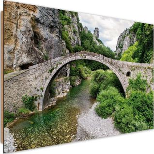 Tableau Bois Vieux Pont De Pierre 120 X 80 Cm Vert