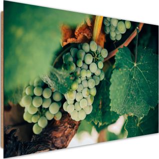Tableau Bois Raisins Verts 90 X 60 Cm Vert