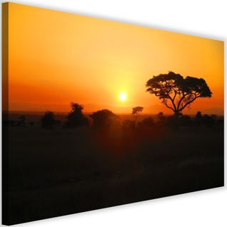 Tableau Coucher De Soleil Africain 90 X 60 Cm Orange