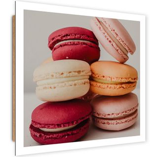 Tableau Bois Macarons Colorés 80 X 80 Cm Rose