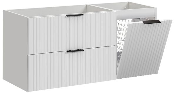 Meuble Suspendu Sous Vasque Avec Panier à Linge Adel Blanc 120 Cm