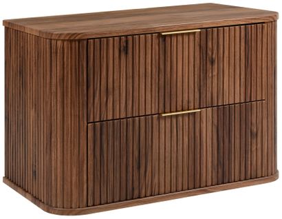 Meuble Sous-vasque Suspendu Glamour 80 Cm – 2 Tiroirs, Finition Noyer Foncé, Design Moderne