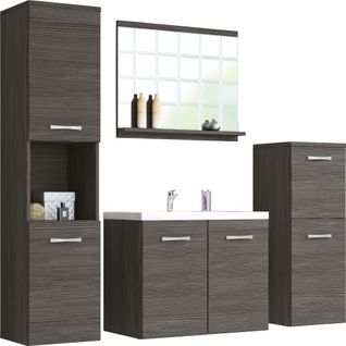 Salle De Bain Suspendue Lavabo Miroir + 2 Colonnes Bodega Mat