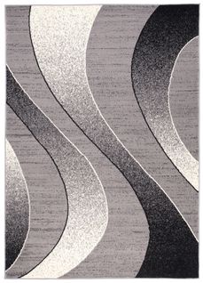 Tapis De Salon Chambre Rectangle Gris Argent Noir Vagues Fin Dream 220 X 300 Cm