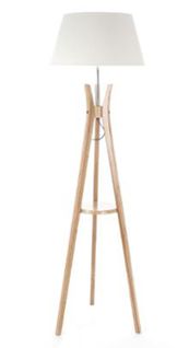 Lampadaire Table En Bambou/ Lin - Dim : H 156 X D 46 Cm