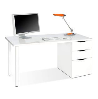 Bureau Reversible Avec Tiroir Coloris Blanc Artic - 74 X 138 X 60 Cm