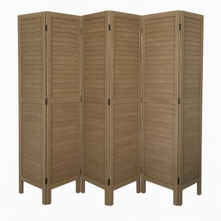 Paravent Persienne De 6 Pans En Bois, Coloris Brun - Dim : H170 X L240 Cm