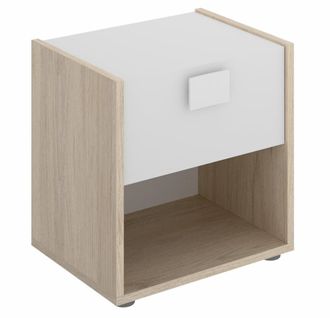 Table De Chevet Table De Nuit Enfant Coloris Chêne/blanc - L. 40 X H. 42 X P. 33 Cm