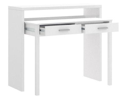 Console Extensible bureau coloris blanc Brillant - longueur 99 X Profondeur 36 X Hauteur 88 Cm