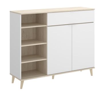 Buffet de Cuisine Coloris Blanc/naturel - Longueur 119 X Profondeur 40 X Hauteur 102 Cm