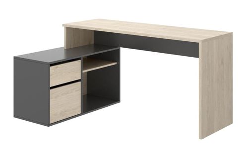 Bureau Angulaire Coloris naturel/graphite - longueur 139 X Profondeur 92 X Hauteur 75 Cm