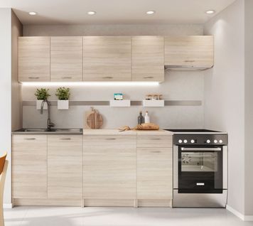 Cuisine Complète Mila 7 Éléments Couleur Chêne Sonoma Avec Plan De Travail Inclus