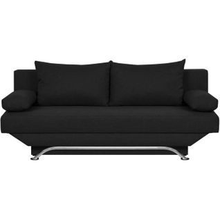 Banquette Convertible 3 Places Avec Coffre De Rangement Tissu Noir L187 X P 91 X H 82 Cm Teijo