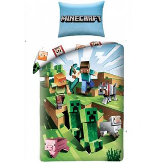 Parure De Lit Simple - Minecraft - 140 Cm X 200 Cm