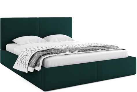 Lit Coffre-hilton-120x200 Cm- Sommier Avec Cadre En Metal- Tête De Lit Tapissé (vert)