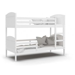 Lit Superposé Mati 90x190 Blanc - Blanc Livré Avec Sommiers