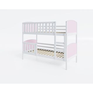 Lit Superposé Tom 90x190 Blanc - Rose Livré Avec Sommiers