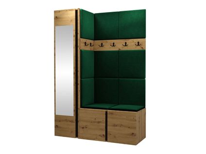 Meuble D'entrée Hartford 277, 186x124x46cm, Miroir, Chêne Artisan, Tapisserie-stratifié