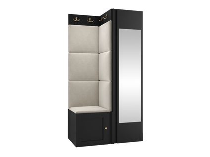 Meuble D'entrée Hartford 382, 186x82x46cm, Miroir, Noir-brun Clair, à Poser-à Suspendre