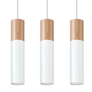 Suspension Acier Bois Naturel/blanc Gu10 3 Pablo