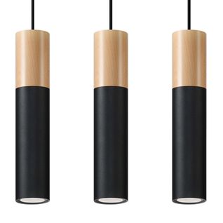 Suspension Acier Bois Naturel/noir Gu10 3 Pablo