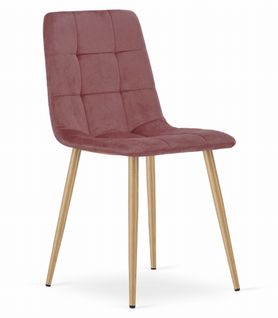 Chaise Kara - Velours Rose / Pieds Couleur Bois X 1 60x50x50