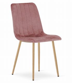 Chaise Lava - Velours Rose/pieds Couleur Bois X 1 60x50x50