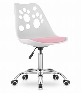 Chaise Pivotante Print - Blanc Et Rose 61x41x52