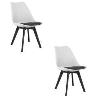 Chaises Mark Blanc Et Noir / Pieds Noirs X 2 61x40x50