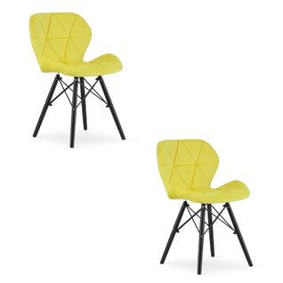 Chaise Lago Velours - Jaune/pieds Noirs X 2 46x46x52