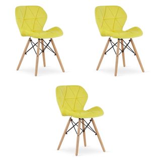 Chaise Lago Velours - Jaune X 3 60x50x50