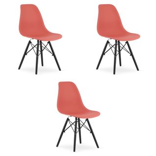 Chaise Osaka Cinabre/pieds Noirs X 3 61x40x50
