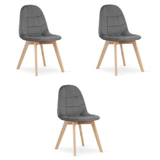 Chaise Bora - Velours Gris Foncé X 3 60x50x50