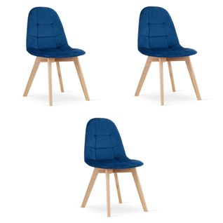 Chaise Bora - Velours Bleu Marine X 3 60x50x50