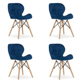 Chaise Lago Velours - Bleu Marine X 4 60x50x50