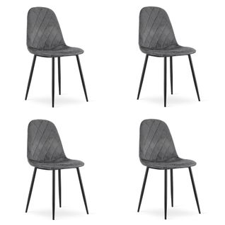 Chaise Asti - Velours Gris Foncé X 4 61x45x65