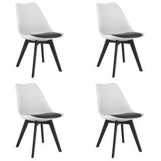 Chaise Mark Blanc Et Noir / Pieds Noirs X 4 60x50x50