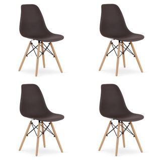 Chaise Osaka Coloris Café, Pieds Naturels X 4 61x40x50